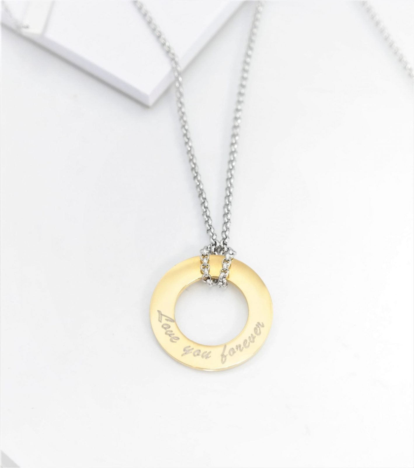 Trendy modern personalized donut pendant with chain avaialble in three beautiful colours – Image 23