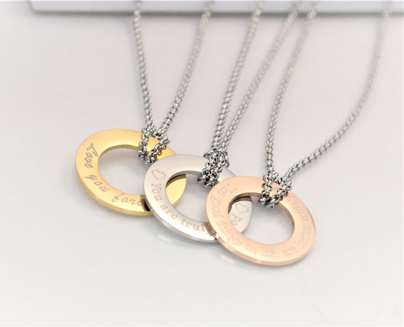 Trendy modern personalized donut pendant with chain avaialble in three beautiful colours – Image 10