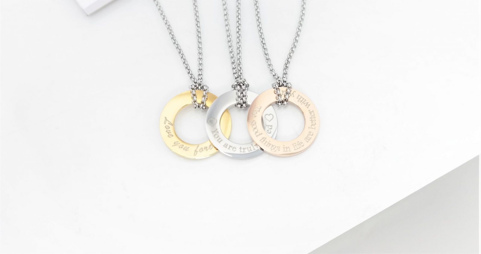 Trendy modern personalized donut pendant with chain avaialble in three beautiful colours – Image 8