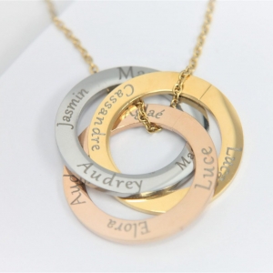 High quality personalized three-loops pendant in three intermigled coulours