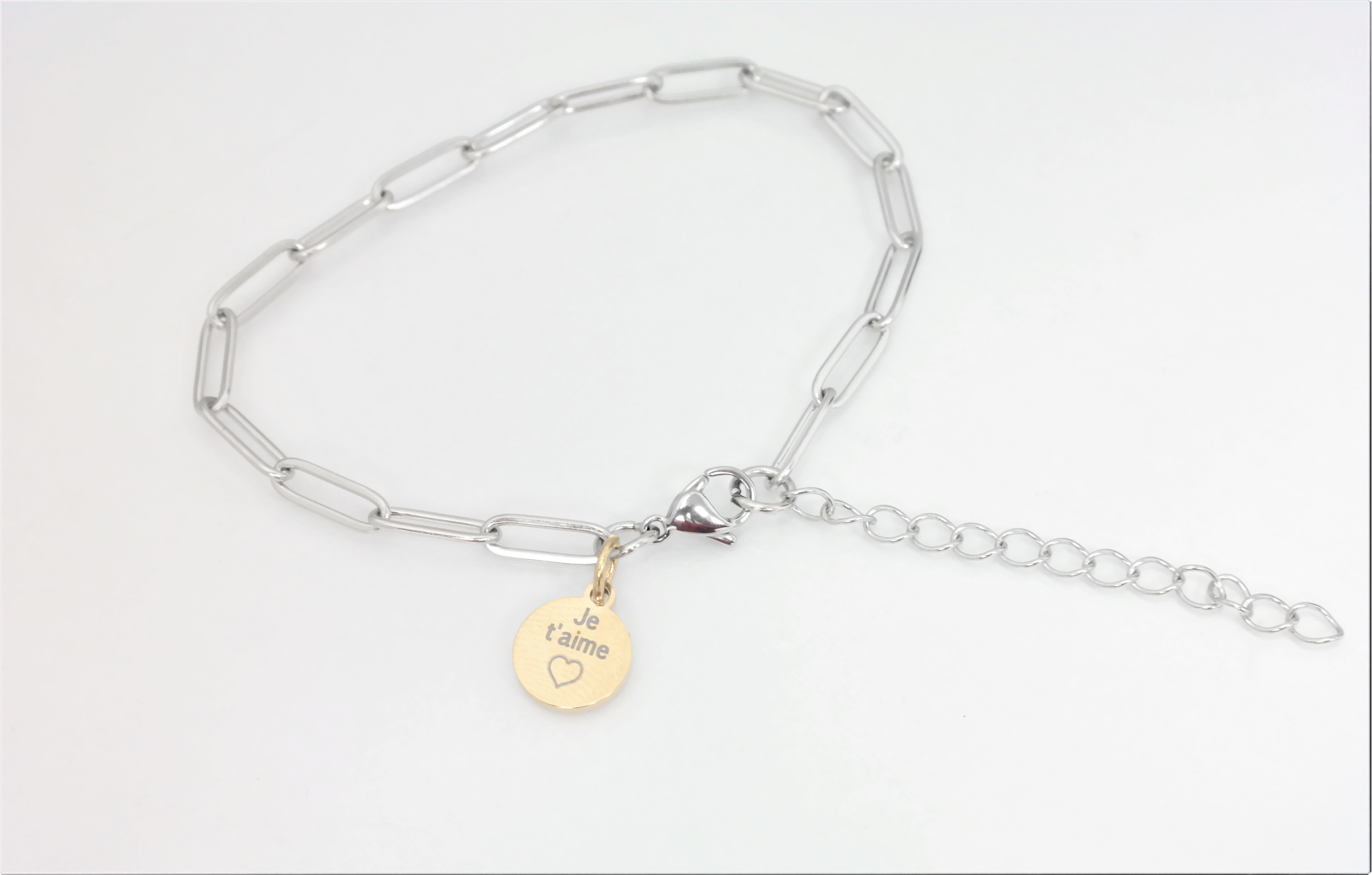 4mm fashion link bracelet with assorted/contrasting personalized medal – Image 5