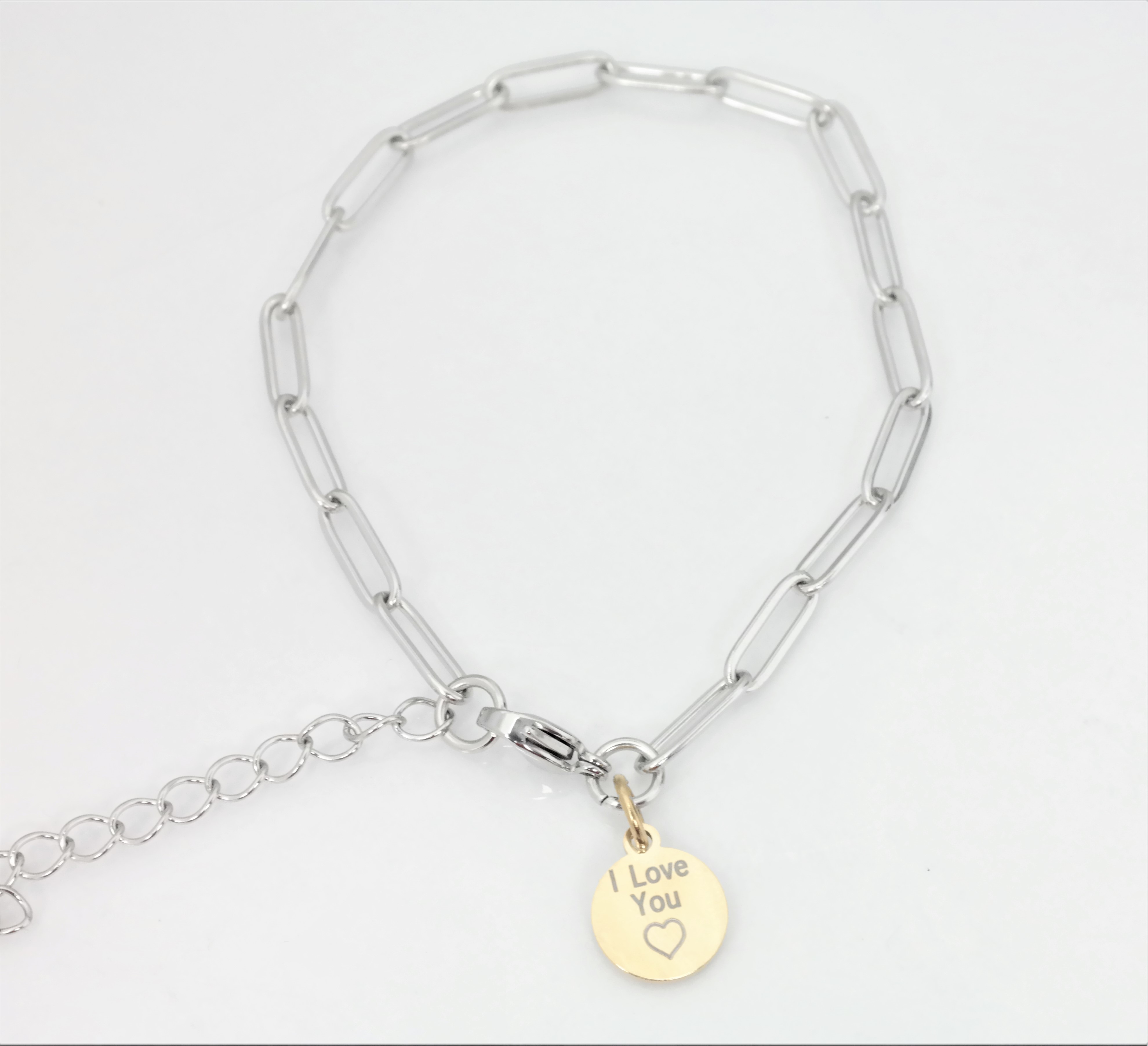 4mm fashion link bracelet with assorted/contrasting personalized medal – Image 3