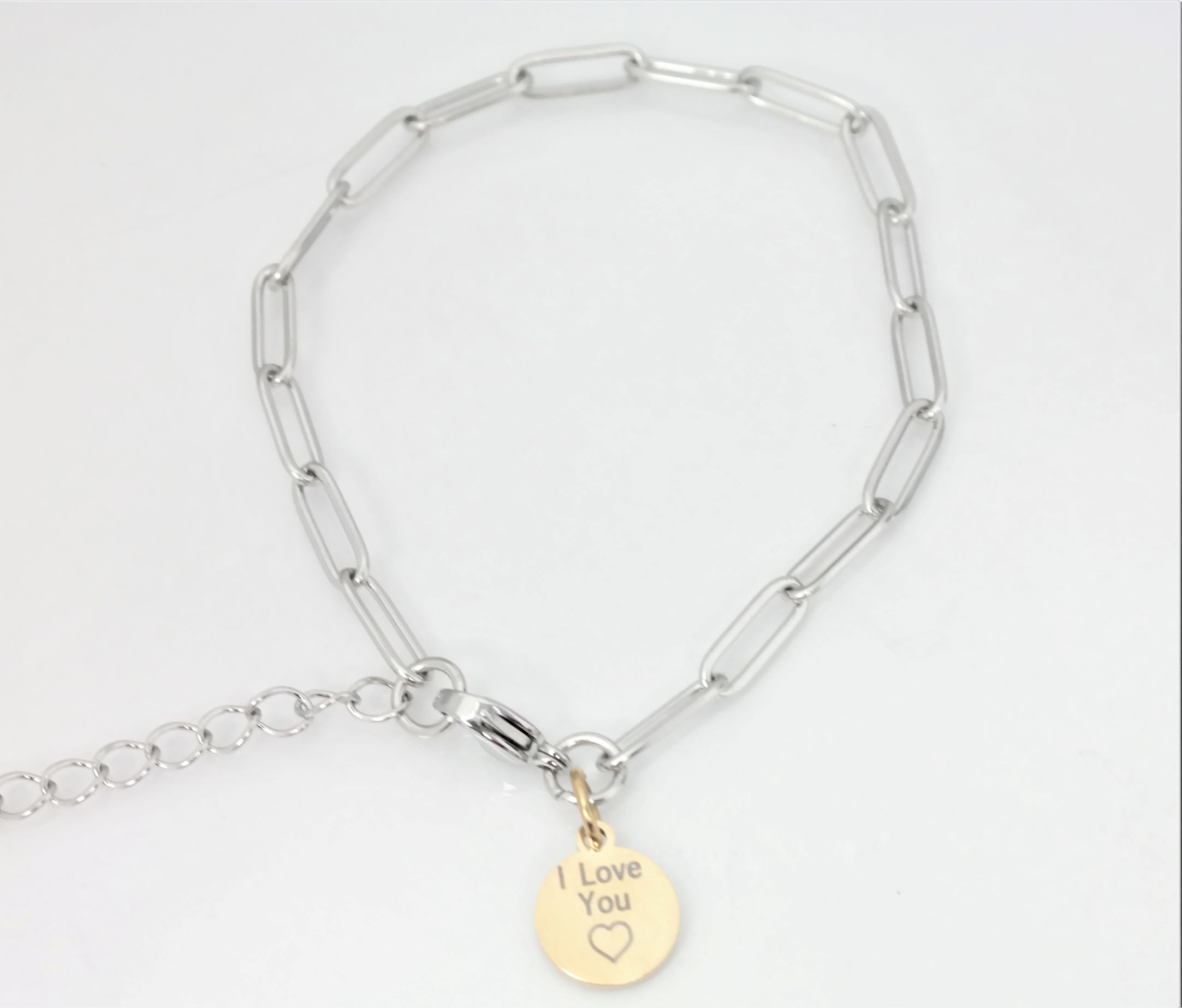 4mm fashion link bracelet with assorted/contrasting personalized medal – Image 2