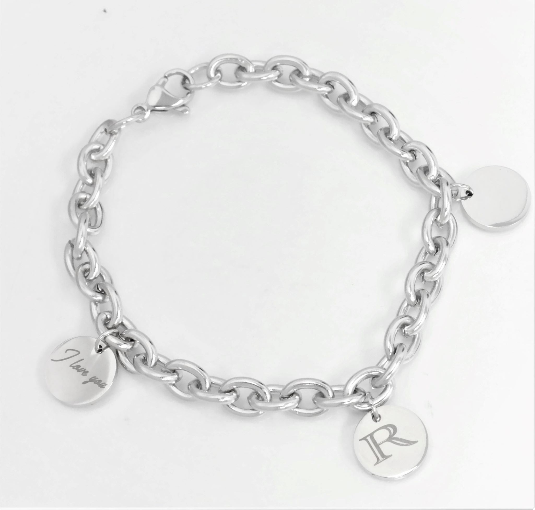 Personalized "Rolo" link bracelet with engraved medals – Image 4