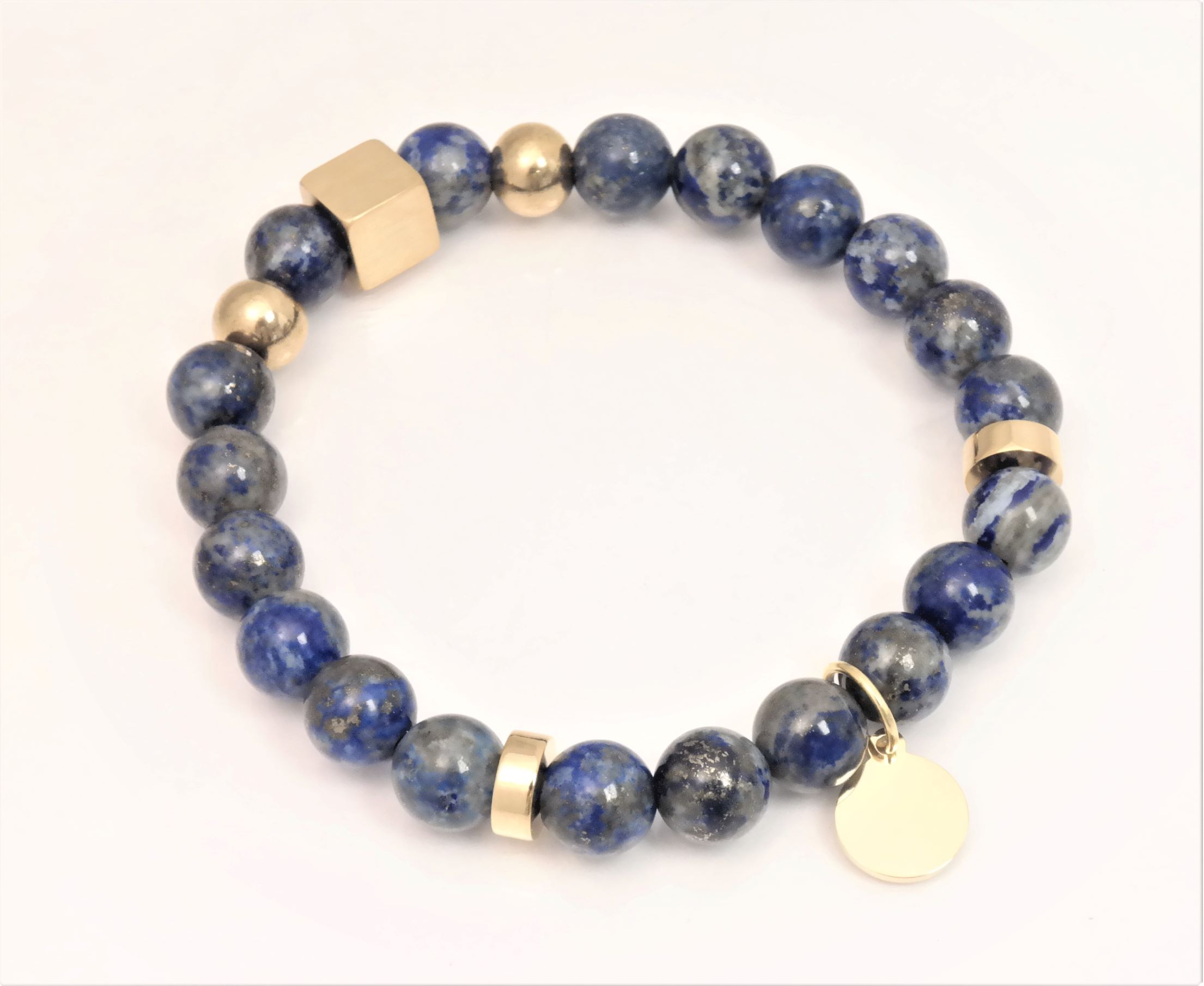 Semi precious trendy personalized bracelet with 8mm beads and stainless steel dividers – Image 5