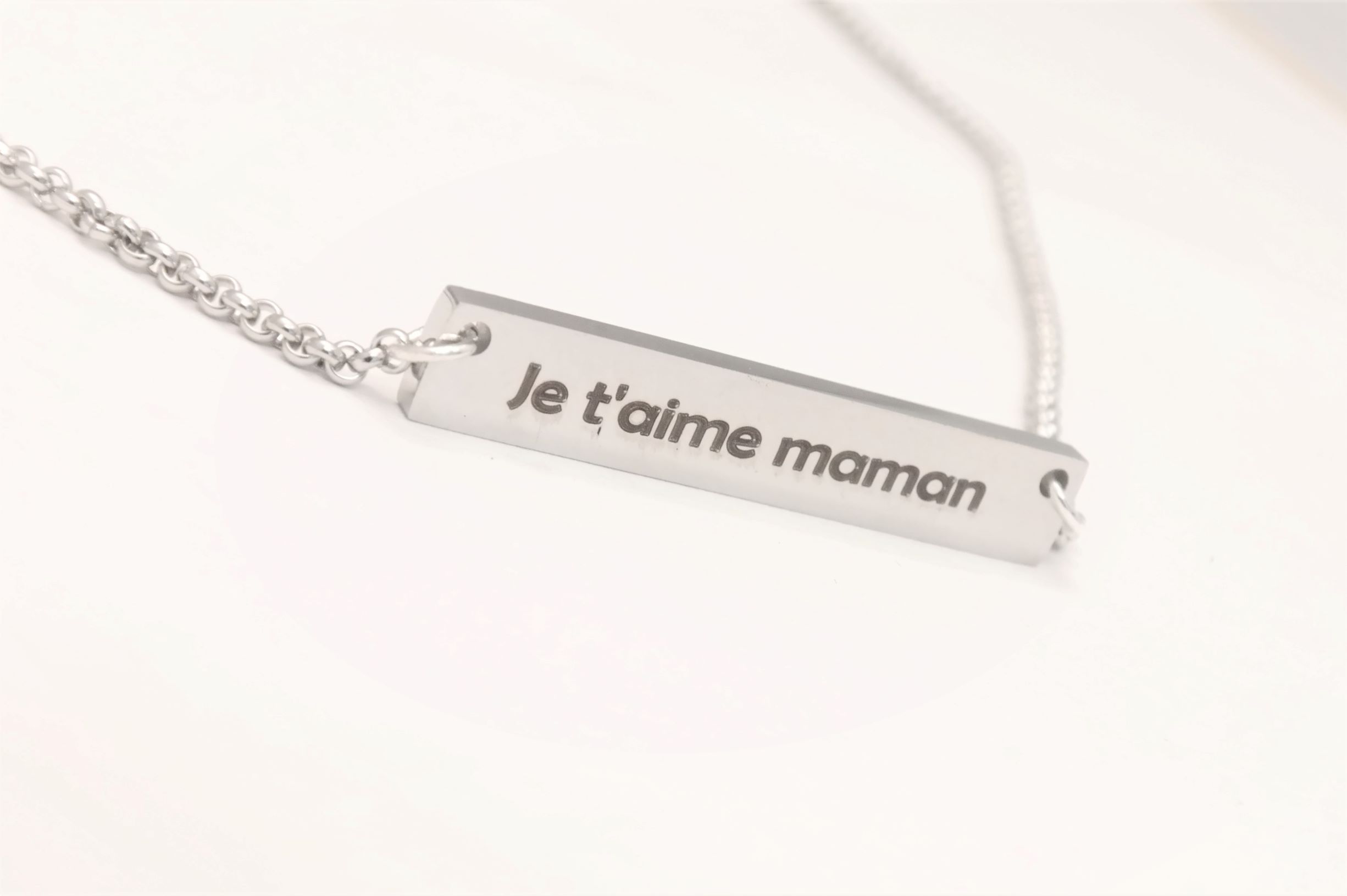 Collier pendentif personnalisé rectangulaire pour femme en acier de haute qualité – Image 8