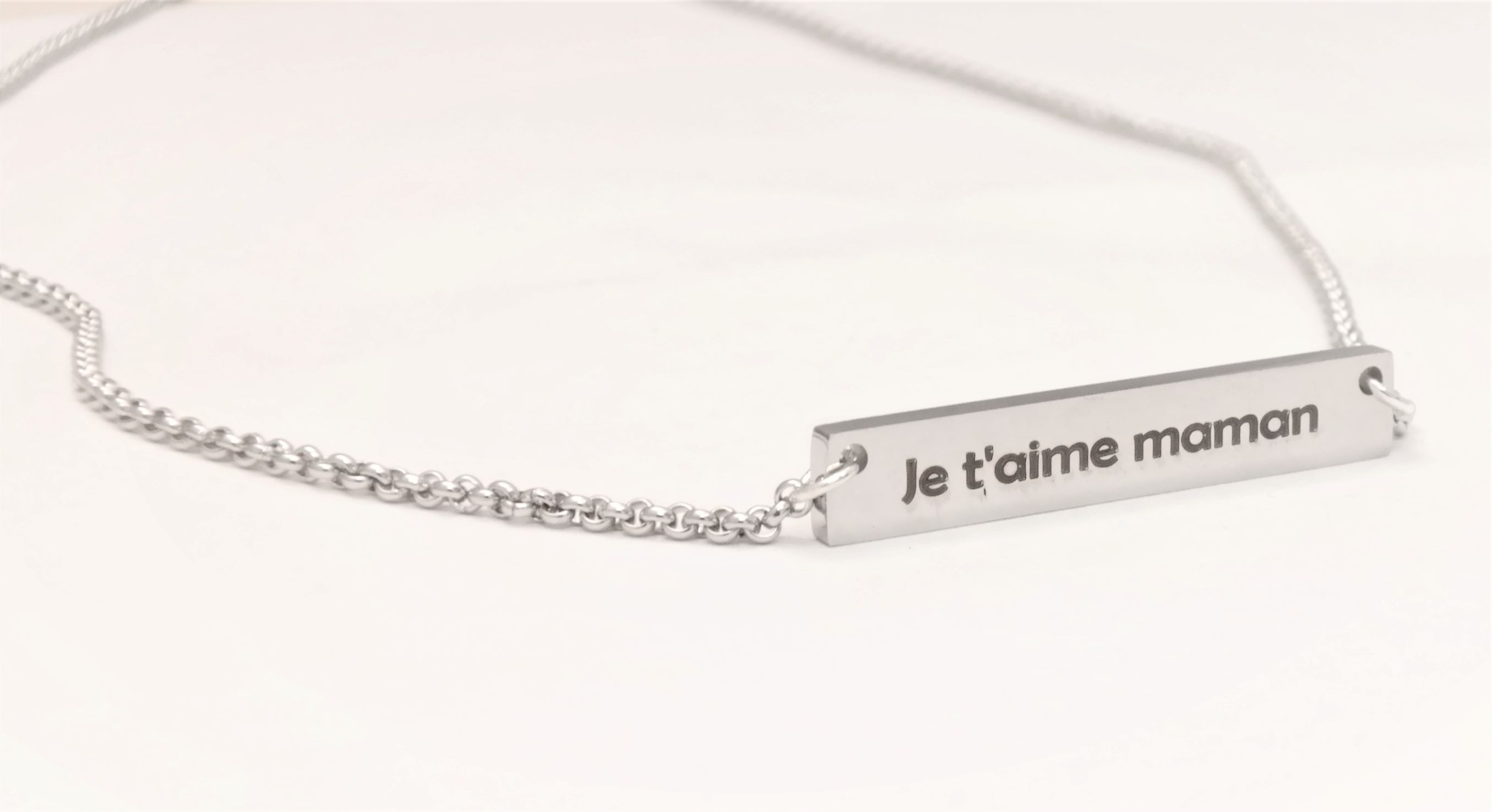 Collier pendentif personnalisé rectangulaire pour femme en acier de haute qualité – Image 7