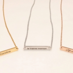 Collier pendentif personnalisé rectangulaire pour femme en acier de haute qualité