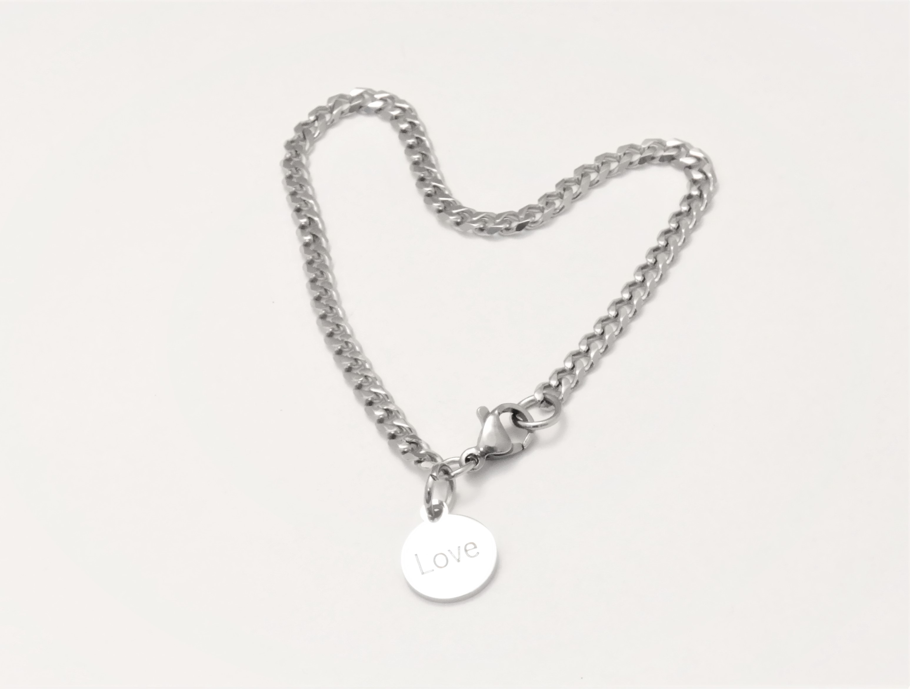 Personalized stainless steel diamond cut cuban link 3mm bracelet