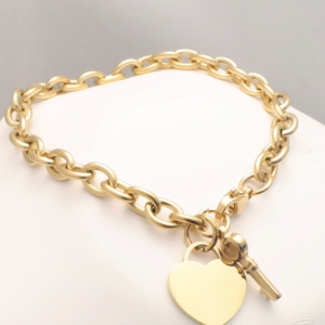 Personalized stainless steel woman Heart & Key bracelet