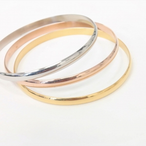 Personalized high-quality trio stainless steel bangle bracelets in three colours